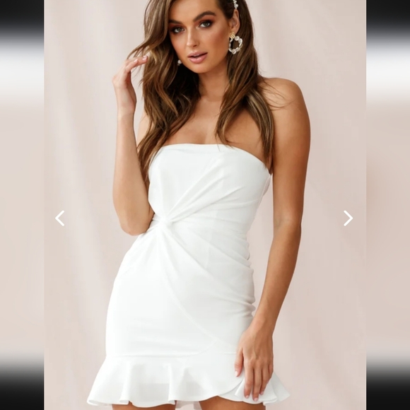 SELFIE LESLIE PROM QUEEN BANDEAU MINI DRESS WHITE - Picture 9 of 14